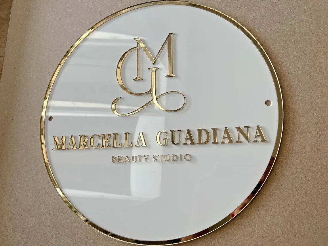 Personalized Circle Acrylic Business Logo Sign Custom Hair Salon Cafe Bar Welcome Sign Round Front Door Sign Name Wall Decor