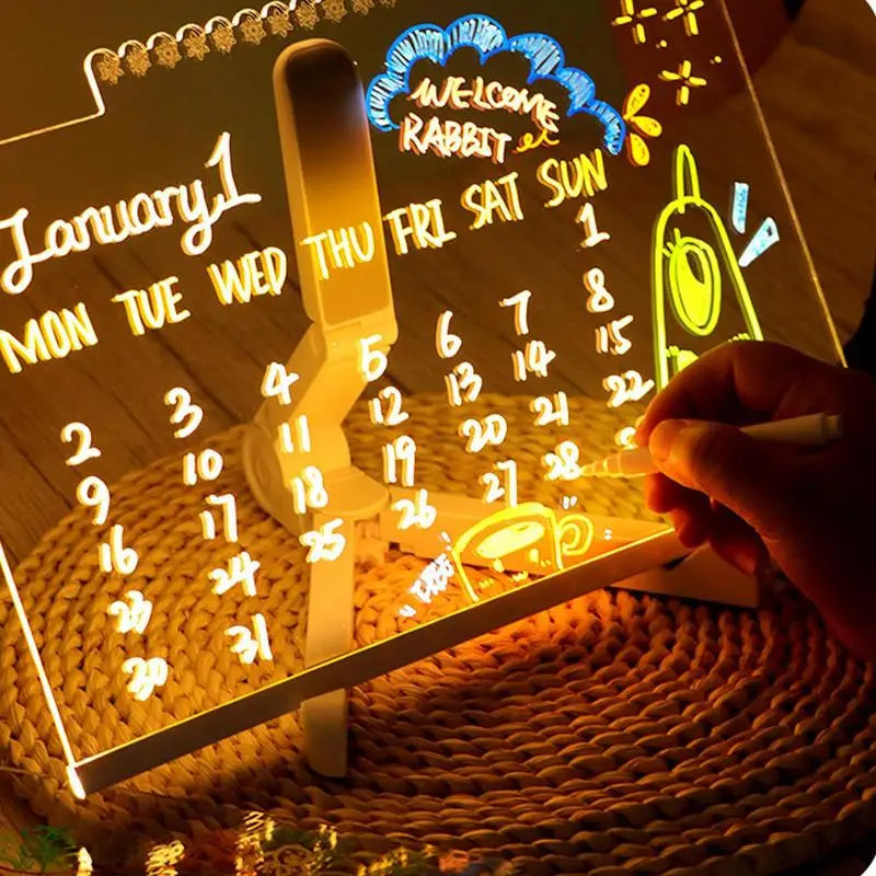 Light Up Dry Erase Board LED Letter Message Board With 7 Colorful Pens with Light Acrylic Drawing Board for Office School Home