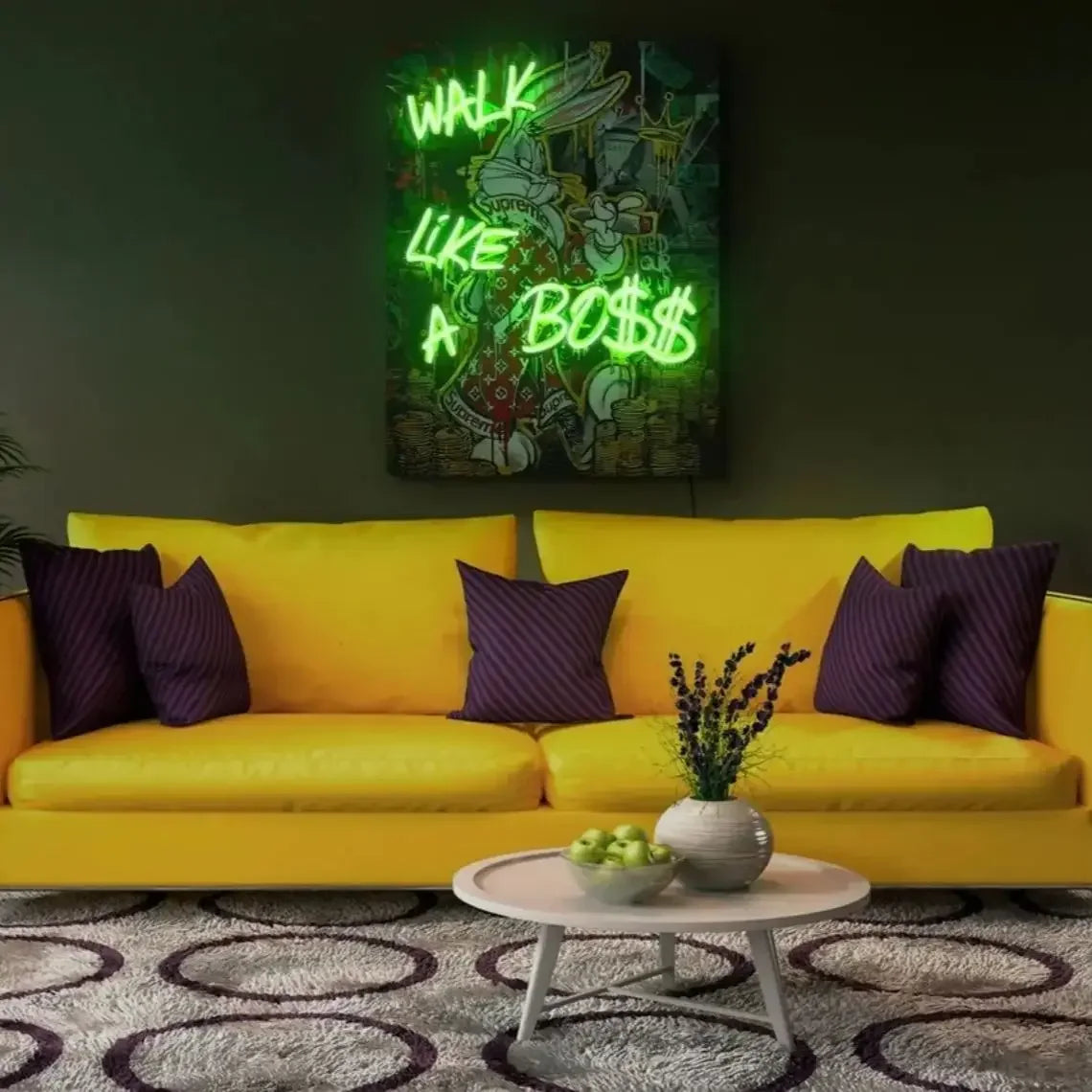 Walk Like A Boss Neon Sign Money Neon Sign Bugs Bunny Neon Sign Artwork Money Art Print Boss Wall De