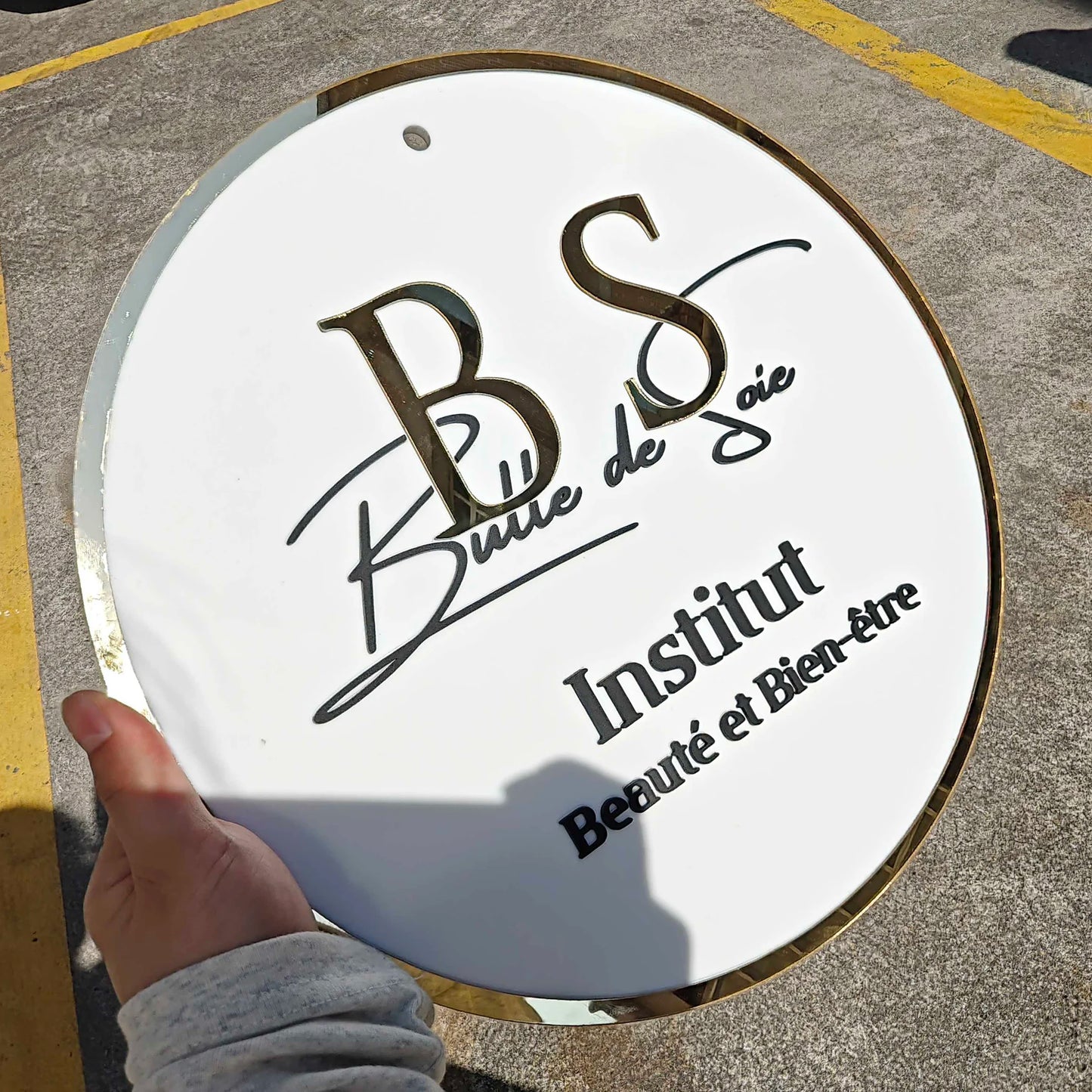 Personalized Circle Acrylic Business Logo Sign Custom Hair Salon Cafe Bar Welcome Sign Round Front Door Sign Name Wall Decor