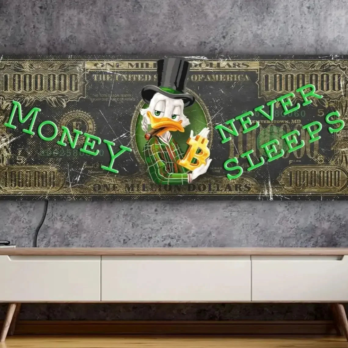 Million Dollars Neon Sign Money Never Sleeps Neon Art Dollar Light Sign Room Decor Gaming Room
