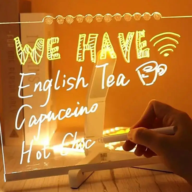 Light Up Dry Erase Board LED Letter Message Board With 7 Colorful Pens with Light Acrylic Drawing Board for Office School Home