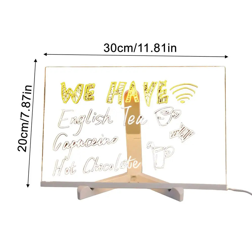 Light Up Dry Erase Board LED Letter Message Board With 7 Colorful Pens with Light Acrylic Drawing Board for Office School Home