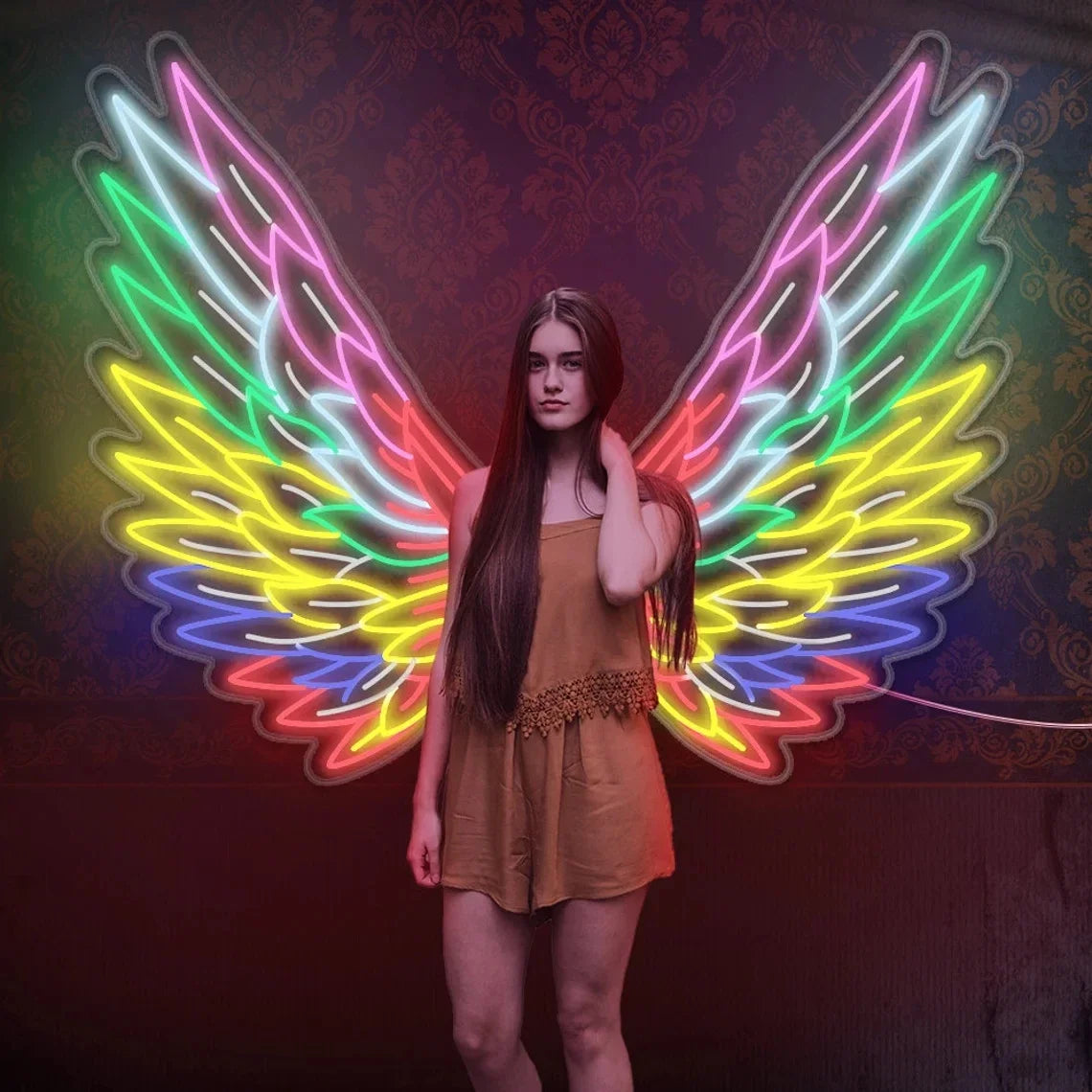 Angel Wings Neon Sign Custom Business Logo Wings Custom Sign Personalized Gifts for Her Neon Light Room Decoration