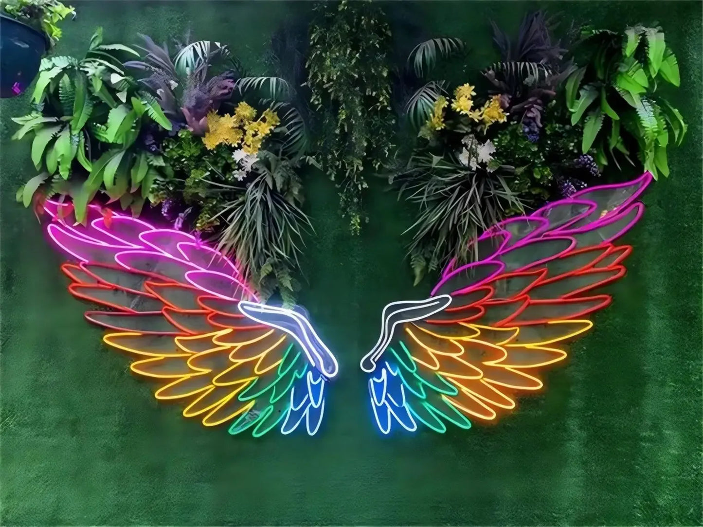 Custom Wings Sign for Photo Backdrop Personalized Wedding Neon Sign for Flowers Wall Backdrop Warm White Circle Neon Sign