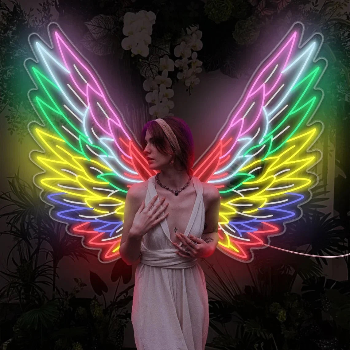Angel Wings Neon Sign Custom Business Logo Wings Custom Sign Personalized Gifts for Her Neon Light Room Decoration