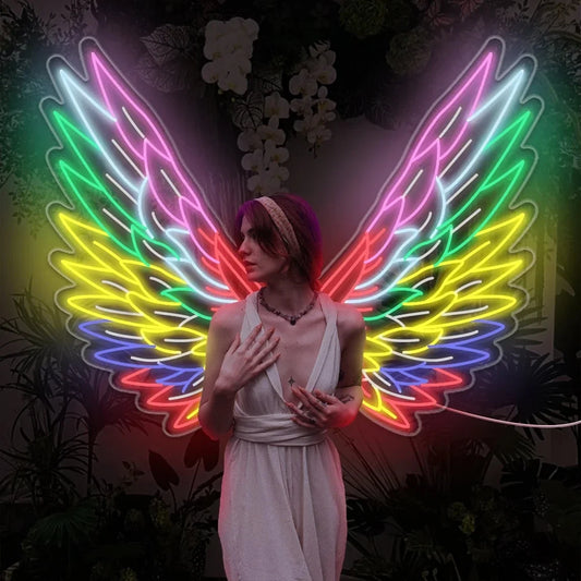 Angel Wings Neon Sign Custom Business Logo Wings Custom Sign Personalized Gifts for Her Neon Light Room Decoration