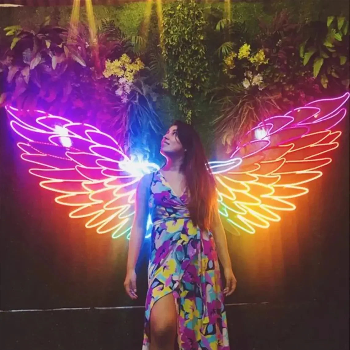 Custom Wings Sign for Photo Backdrop Personalized Wedding Neon Sign for Flowers Wall Backdrop Warm White Circle Neon Sign