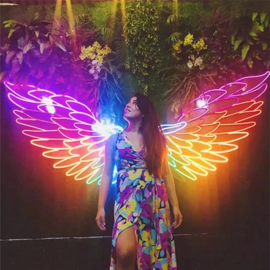 Custom Wings Sign for Photo Backdrop Personalized Wedding Neon Sign for Flowers Wall Backdrop Warm White Circle Neon Sign